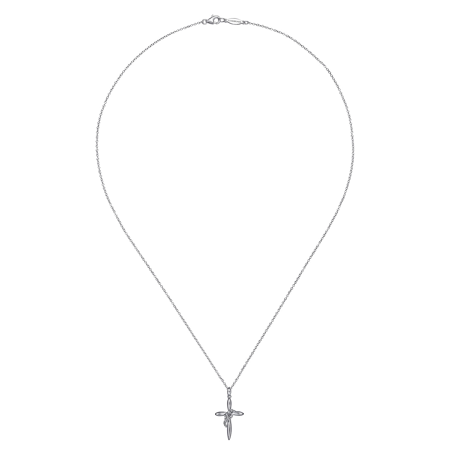 18 inch Silver Diamond Cross Necklace