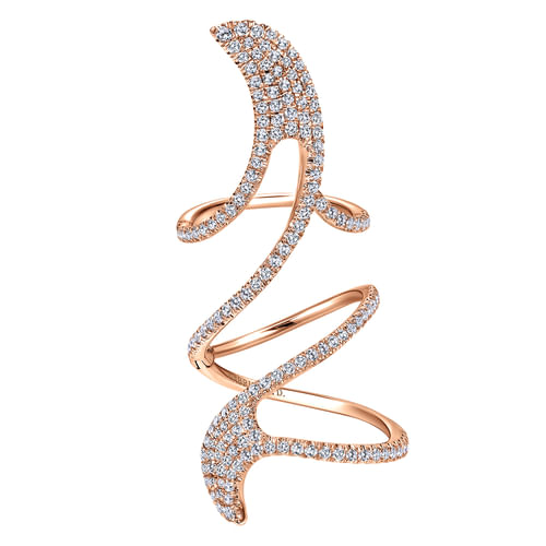 18K Rose Gold Abstract Diamond Pavé Statement Wrap Ring