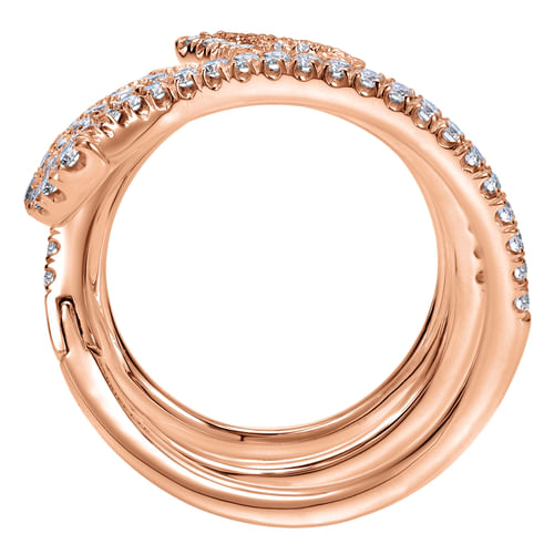 18K Rose Gold Abstract Diamond Pavé Statement Wrap Ring