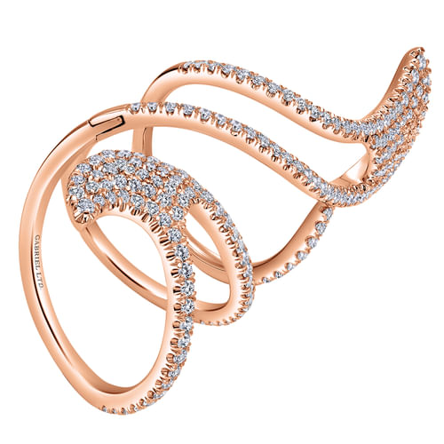 18K Rose Gold Abstract Diamond Pavé Statement Wrap Ring