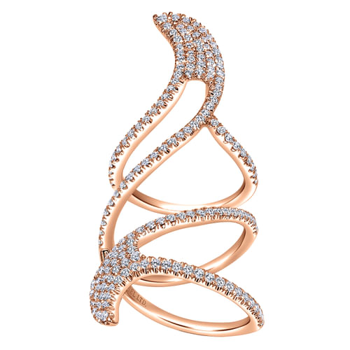 18K Rose Gold Abstract Diamond Pavé Statement Wrap Ring