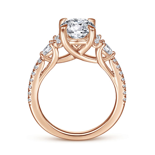 18K Rose Gold Five Stone Round Diamond Engagement Ring