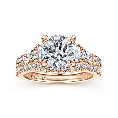 18K Rose Gold Five Stone Round Diamond Engagement Ring