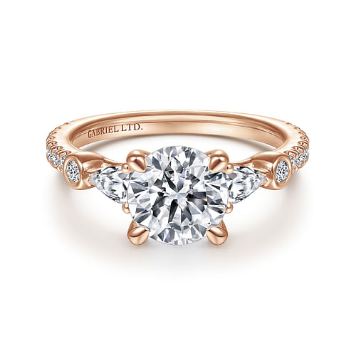 18K Rose Gold Five Stone Round Diamond Engagement Ring