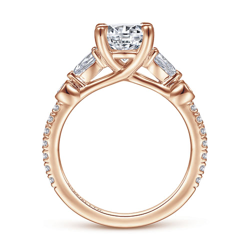 18K Rose Gold Five Stone Round Diamond Engagement Ring