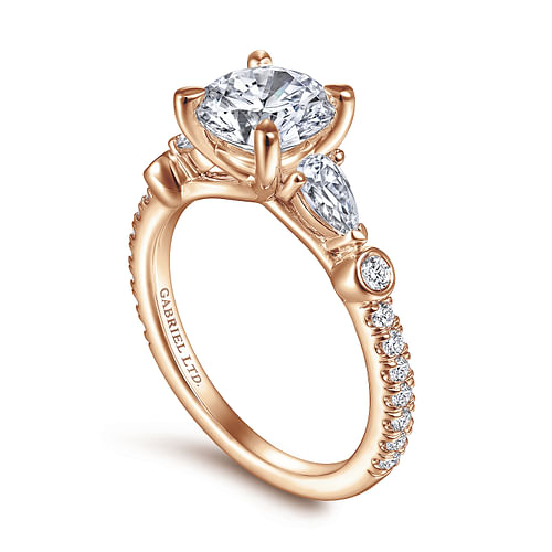 18K Rose Gold Five Stone Round Diamond Engagement Ring