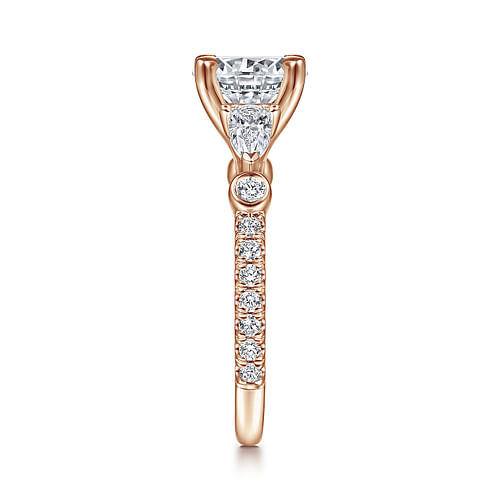 18K Rose Gold Five Stone Round Diamond Engagement Ring