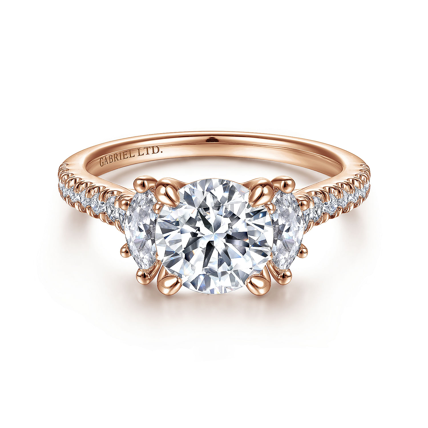 Gabriel - 18K Rose Gold Round Diamond Engagement Ring