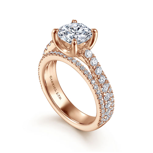 18K Rose Gold Round Diamond Engagement Ring