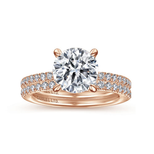18K Rose Gold Round Diamond Engagement Ring