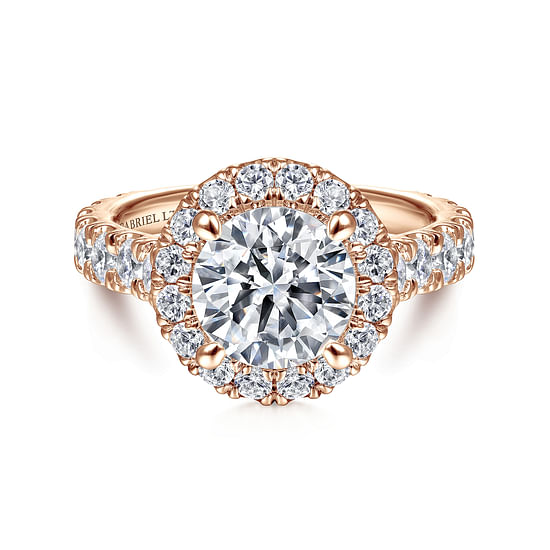 Gabriel - 18K Rose Gold Round Halo Diamond Engagement Ring