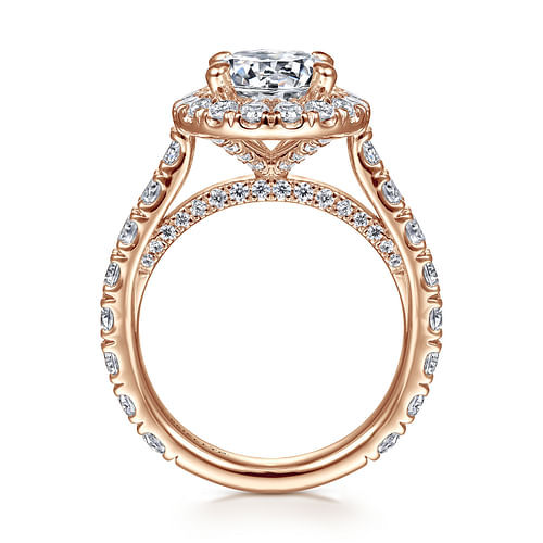 18K Rose Gold Round Halo Diamond Engagement Ring