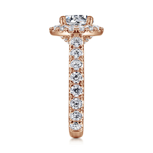 18K Rose Gold Round Halo Diamond Engagement Ring