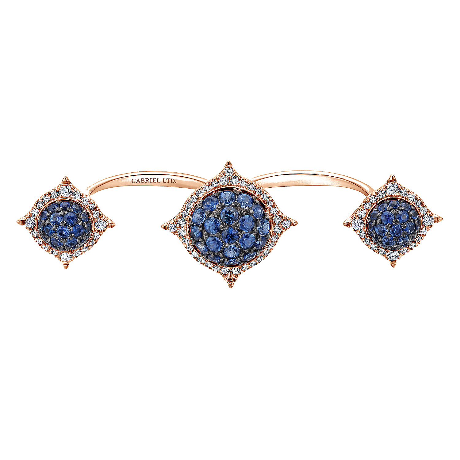 18K Rose Gold Sapphire and Diamond Open Double Ring
