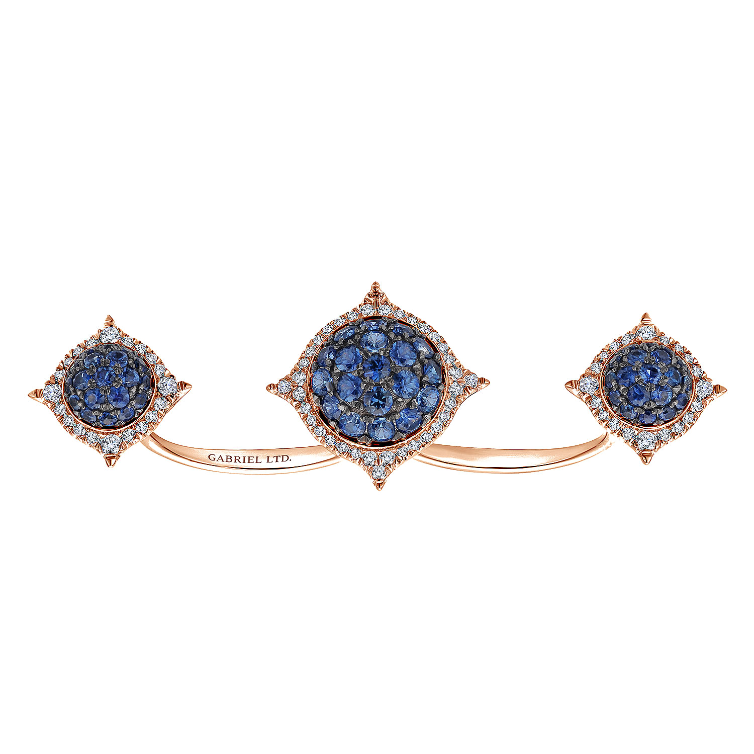 18K Rose Gold Sapphire and Diamond Open Double Ring