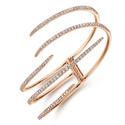 18K Rose Gold Split Asymmetrical Diamond Bangle