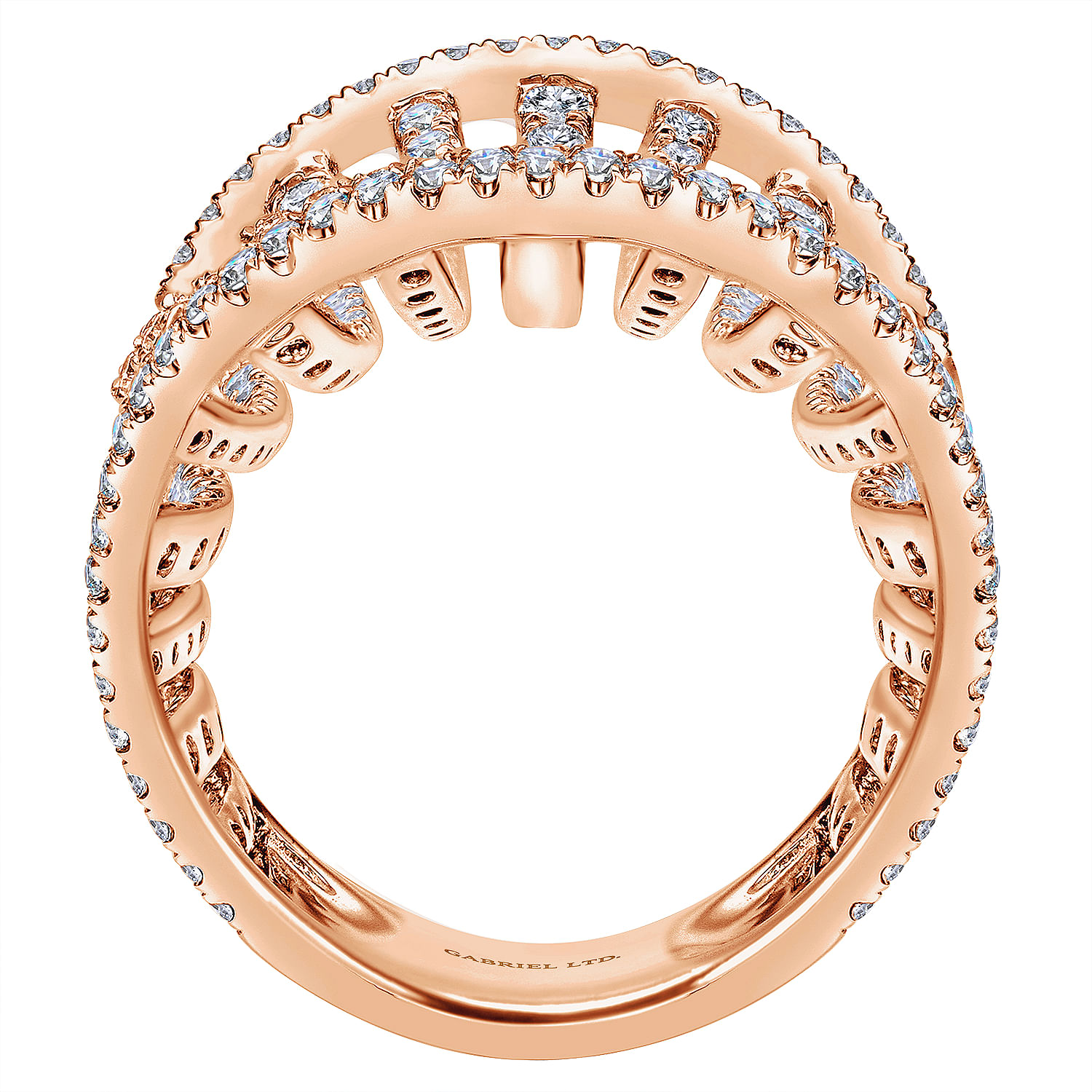 18K Rose Gold Wide Diamond Cage Ring
