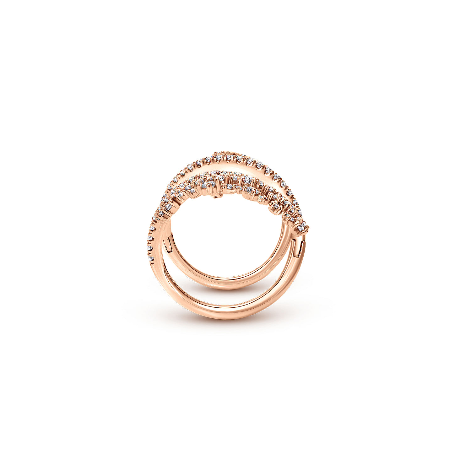 18K Rose Gold Wide Diamond Cluster Statement Wrap Ring