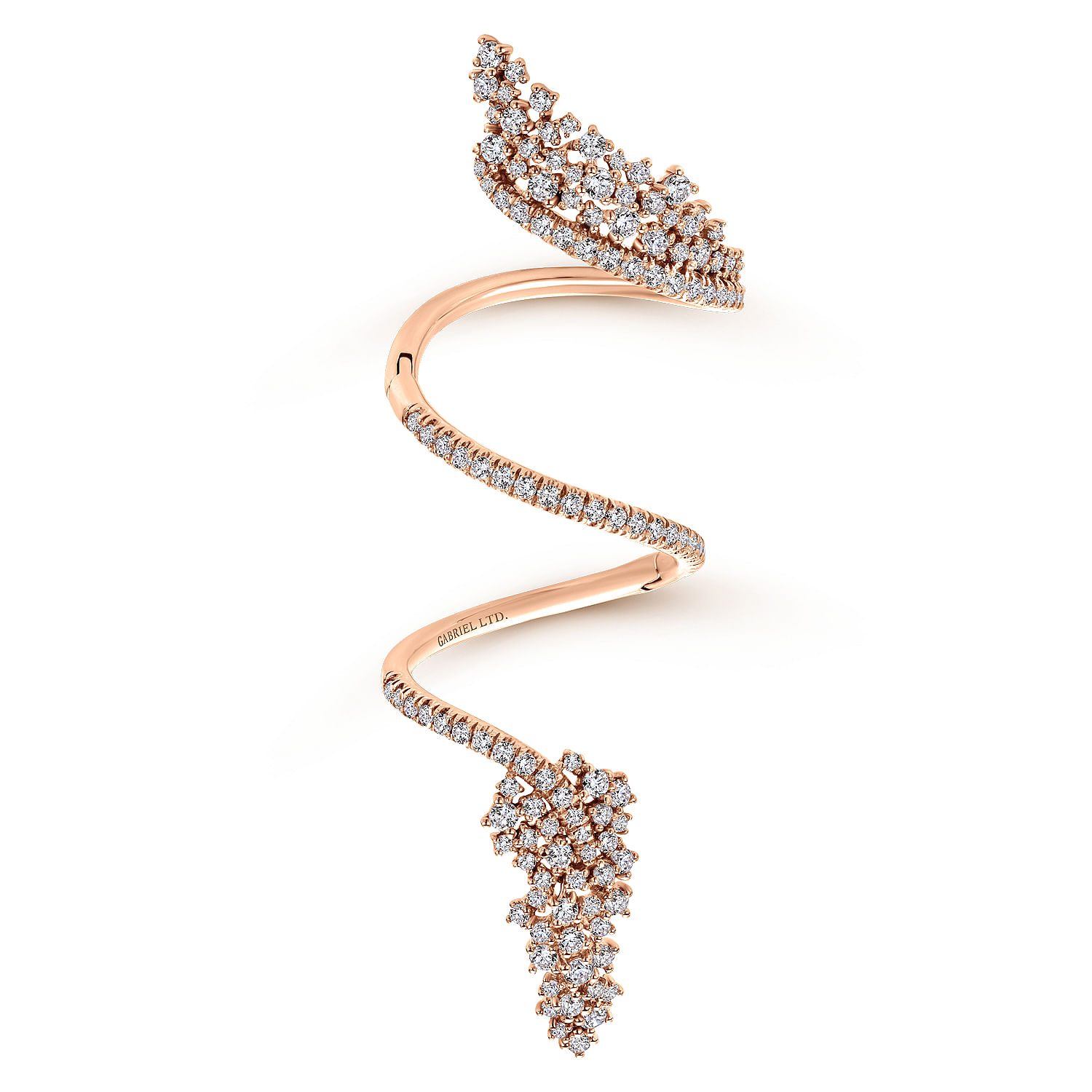 18K Rose Gold Wide Diamond Cluster Statement Wrap Ring