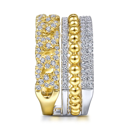 18K White & Yellow Gold Bujukan Diamond Easy Stackable Ring