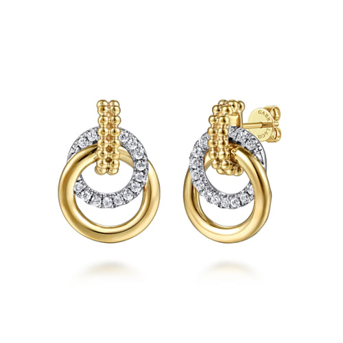 18K White & Yellow Gold Bujukan Diamond Stud Earrings