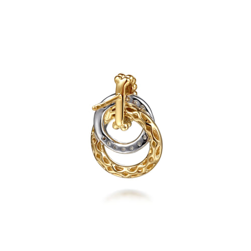 18K White & Yellow Gold Bujukan Diamond Stud Earrings