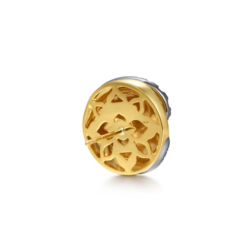 18K White & Yellow Gold Bypass Swirl Diamond Stud Earrings