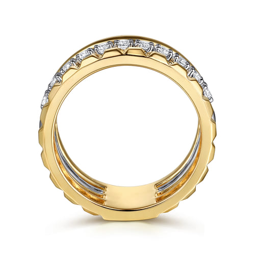 18K White & Yellow Gold Diamond Easy Stackable Ring