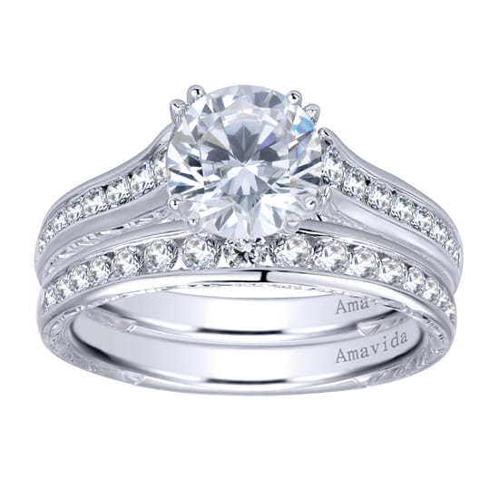 18K White Gold  Matching Wedding Band angle 4