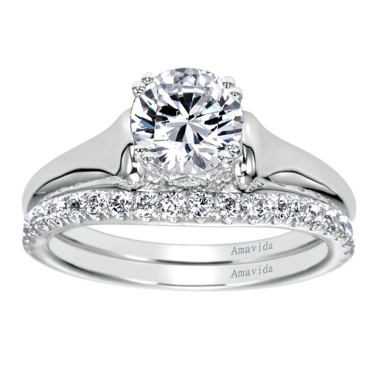 18K White Gold  Matching Wedding Band angle 4