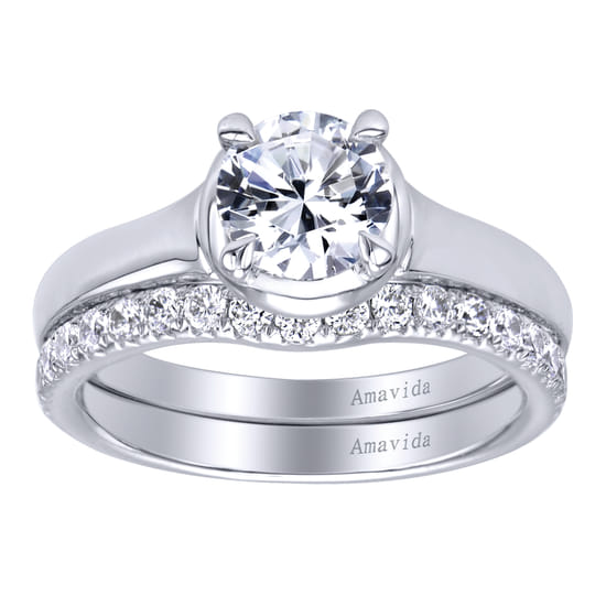 18K White Gold  Matching Wedding Band angle 4