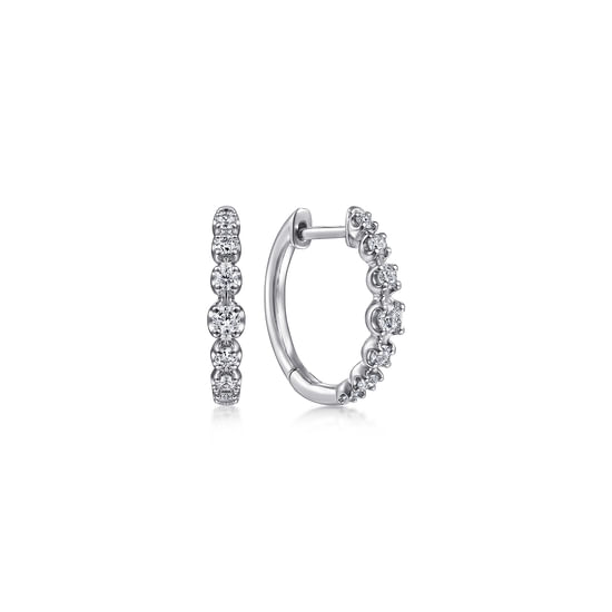Gabriel - 18K White Gold 15mm Round Classic Diamond Huggies