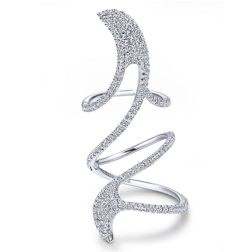 18K White Gold Abstract Diamond Pavé Statement Wrap Ring