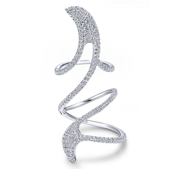 Gabriel - 18K White Gold Abstract Diamond Pavé Statement Wrap Ring