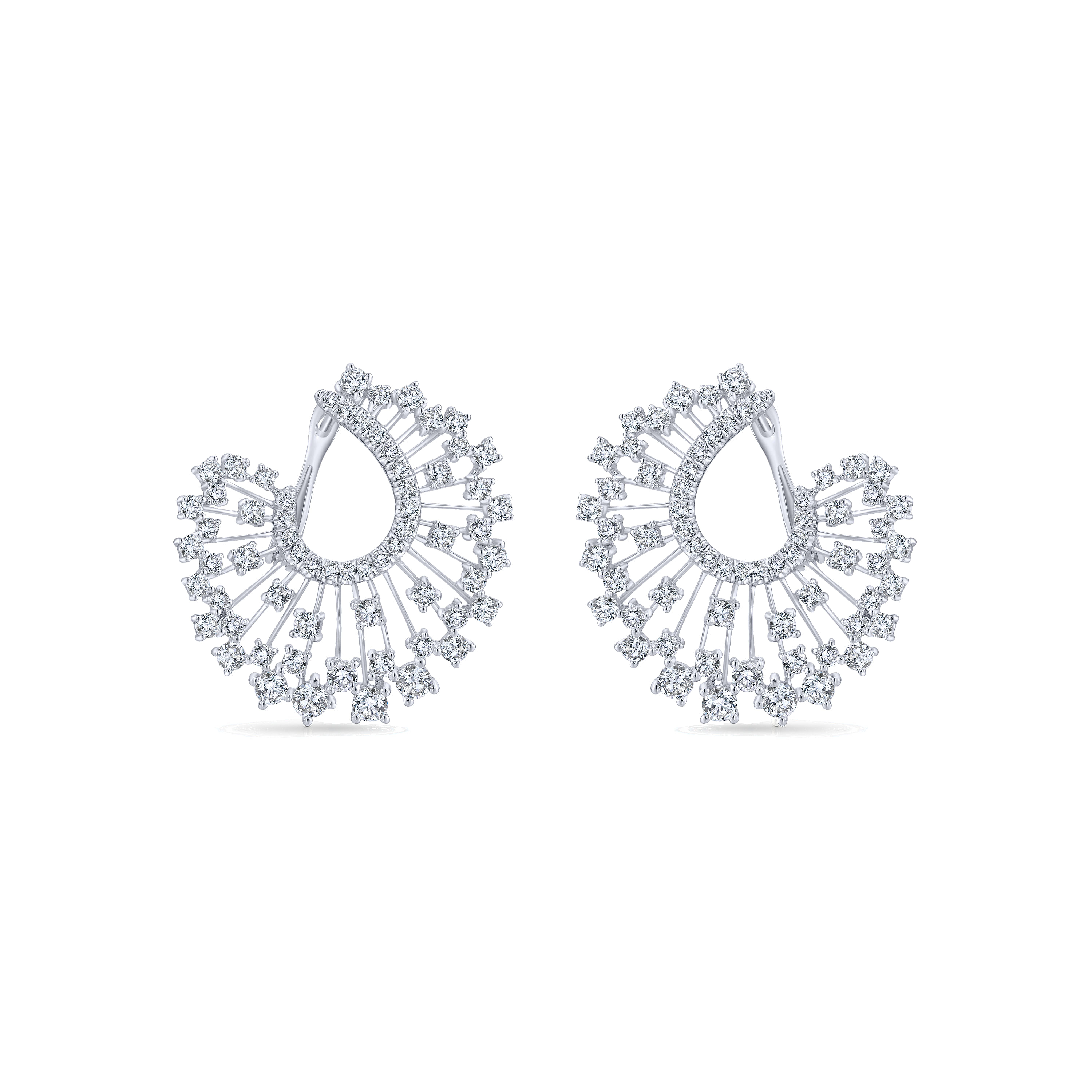 18K White Gold Abstract Openwork Diamond Statement Earrings