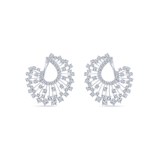 Gabriel - 18K White Gold Abstract Openwork Diamond Statement Earrings