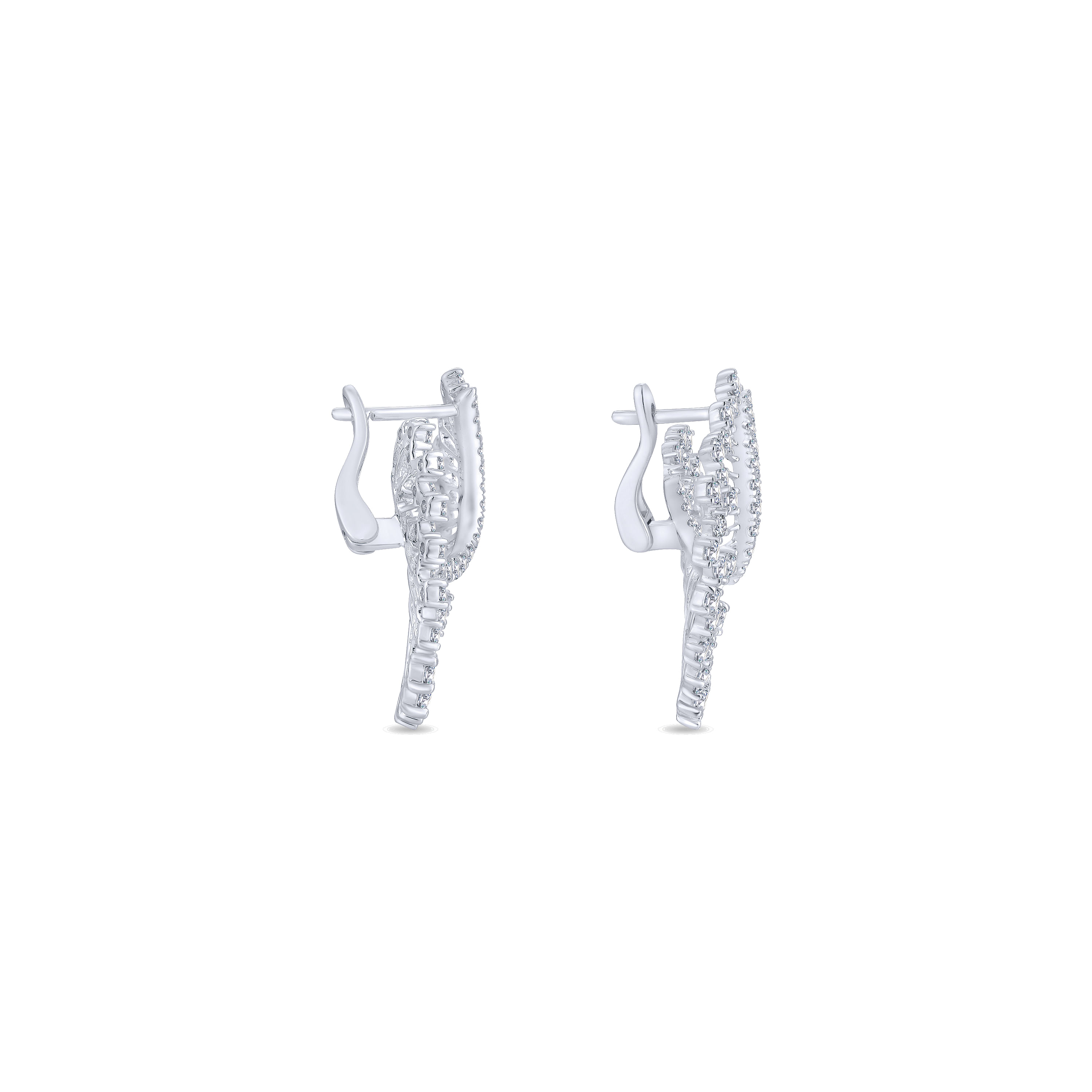 18K White Gold Abstract Openwork Diamond Statement Earrings