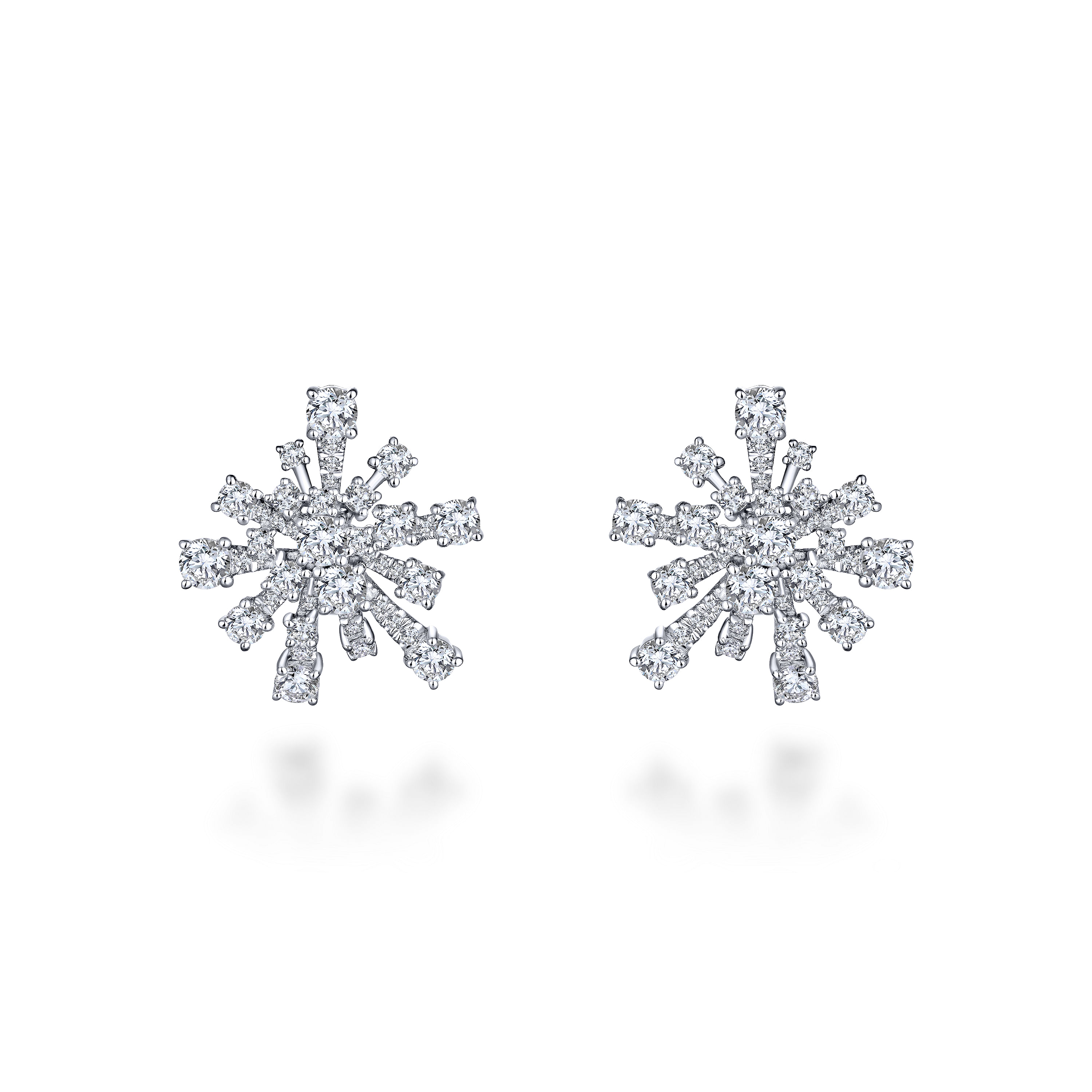 18K White Gold Abstract Snowflake 20mm Diamond Huggies