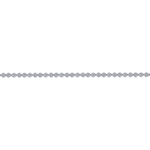 18K White Gold Buttercup Set Diamond Tennis Bracelet