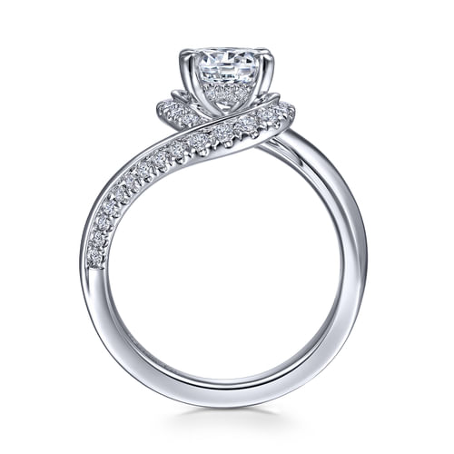 18K White Gold Bypass Round Diamond Engagement Ring