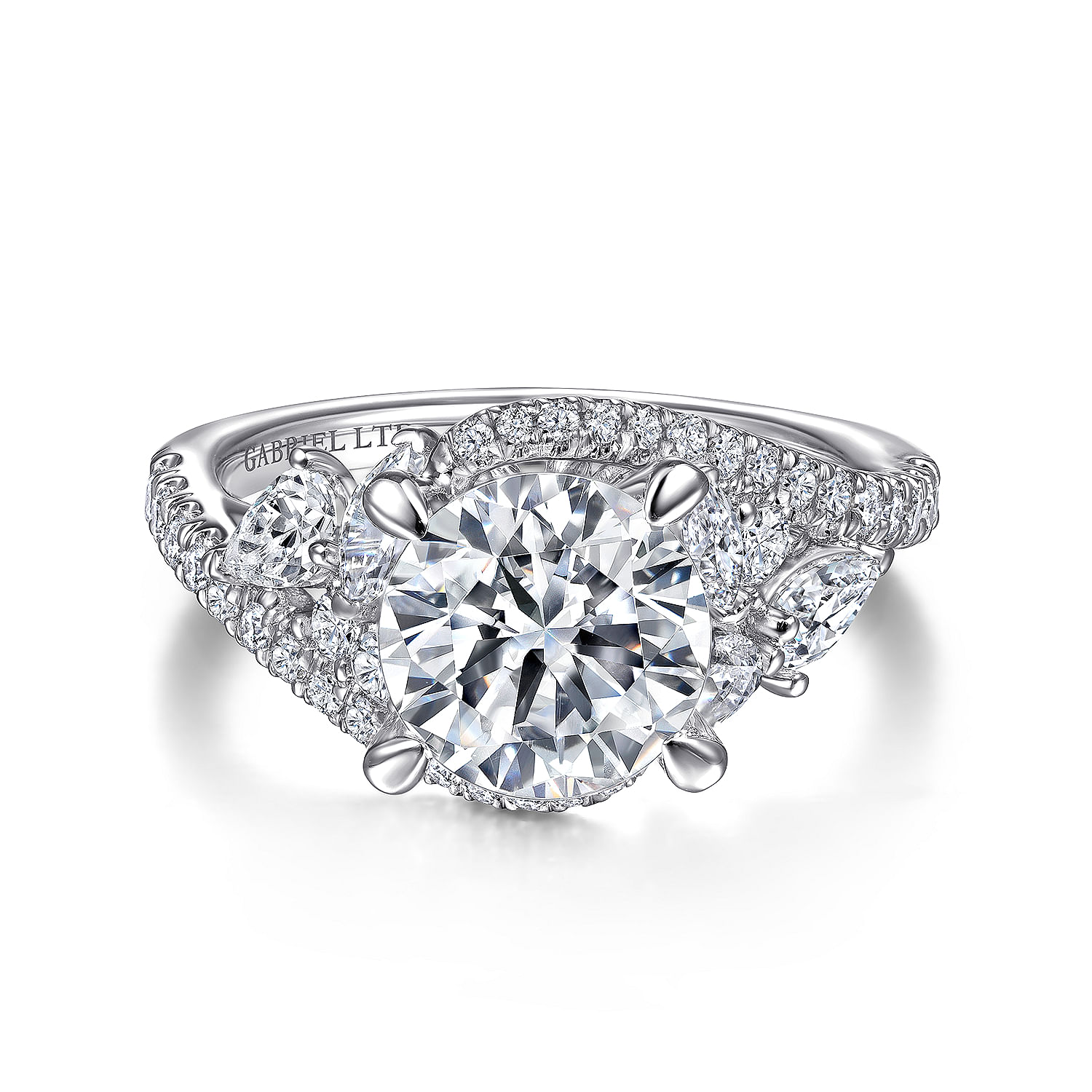Gabriel - 18K White Gold Bypass Round Diamond Engagement Ring