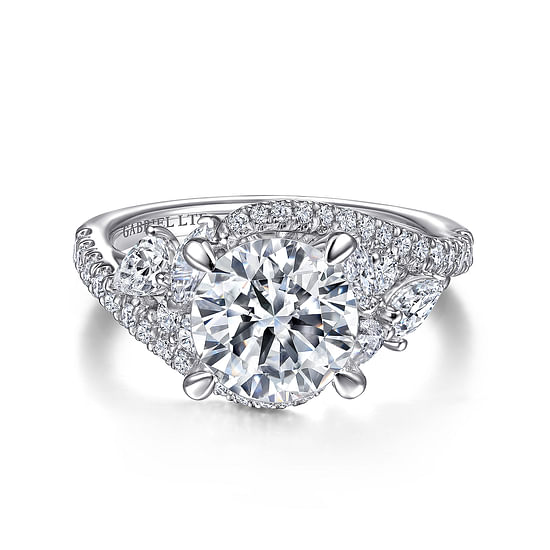 Gabriel - 18K White Gold Bypass Round Diamond Engagement Ring