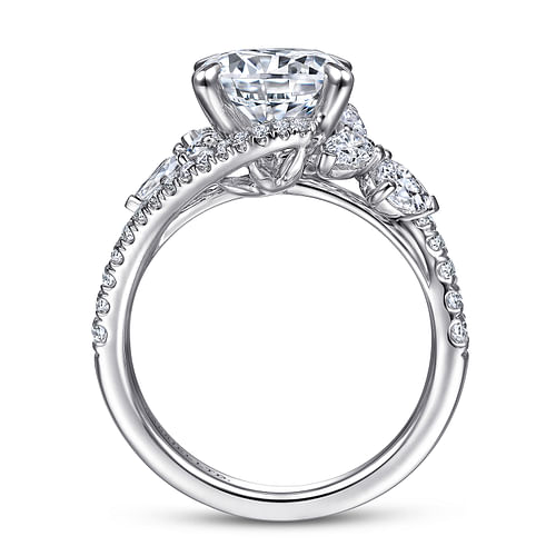 18K White Gold Bypass Round Diamond Engagement Ring