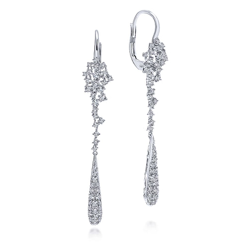 18K White Gold Constellation Linear Drop Diamond Earrings