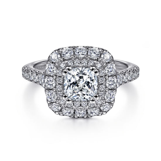 Gabriel - 18K White Gold Cushion Cut Diamond Engagement Ring