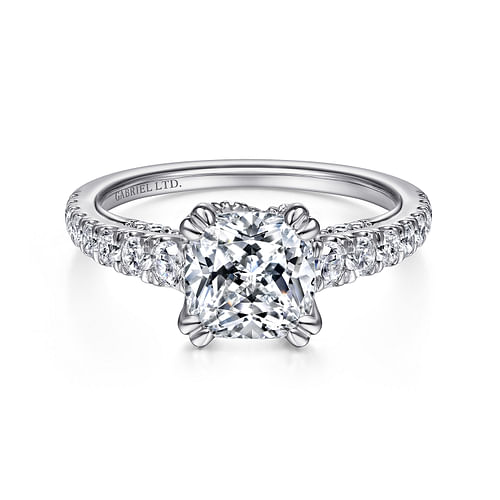 18K White Gold Cushion Cut Diamond Engagement Ring