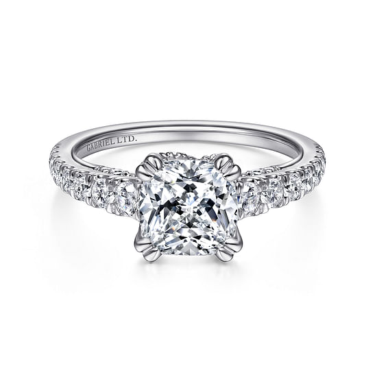 Gabriel - 18K White Gold Cushion Cut Diamond Engagement Ring