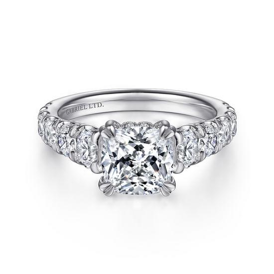 Gabriel - 18K White Gold Cushion Cut Diamond Engagement Ring