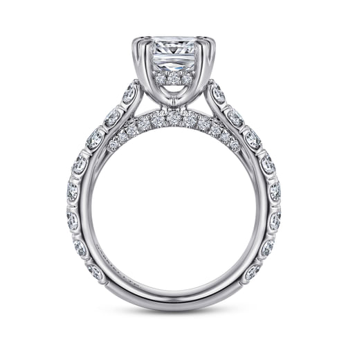 18K White Gold Cushion Cut Diamond Engagement Ring