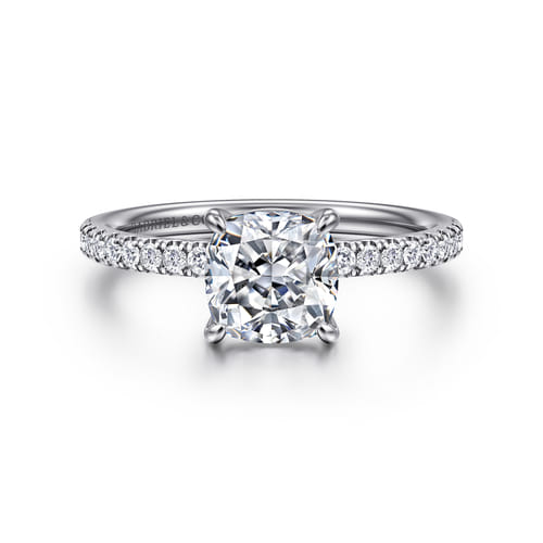 18K White Gold Cushion Cut Diamond Engagement Ring